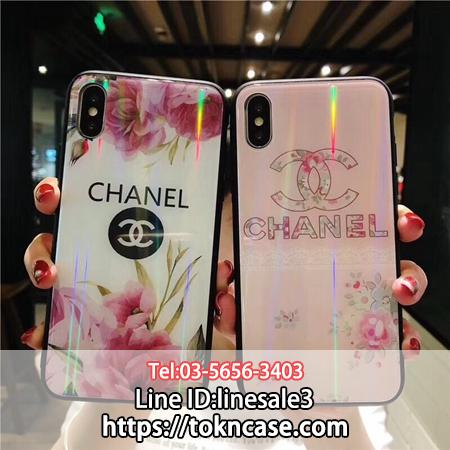 シャネル 背面ガラス iPhoneXS X ケース CHANEL iPhoneXS Max ケース おしゃれ iPhone XR ケース ブランド iPhone8 8PLUS携帯ケース レーザー効果 アイフォン7/6S PLUSケース 可愛い 耐衝撃