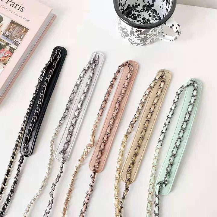 アイフォーン12/12mini 保護ケース チェーン付き シャネル