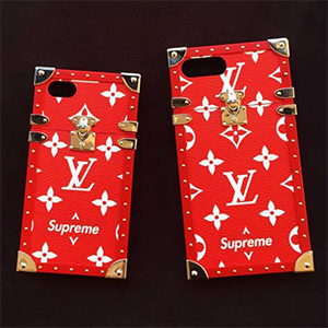 「発売」2017年ヴィトン シュプリーム iPhone8 8PLUSケース lv supreme iPhone7 iPhone7plusケース ジャケット型 モノグラム レッド ヴィトンとシュプリームのコラボ iphoneXケース 日本未入荷 販売中