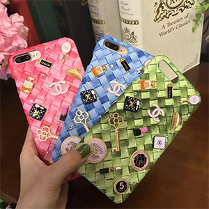 シャネル iPhone8ケース デコ 編み柄